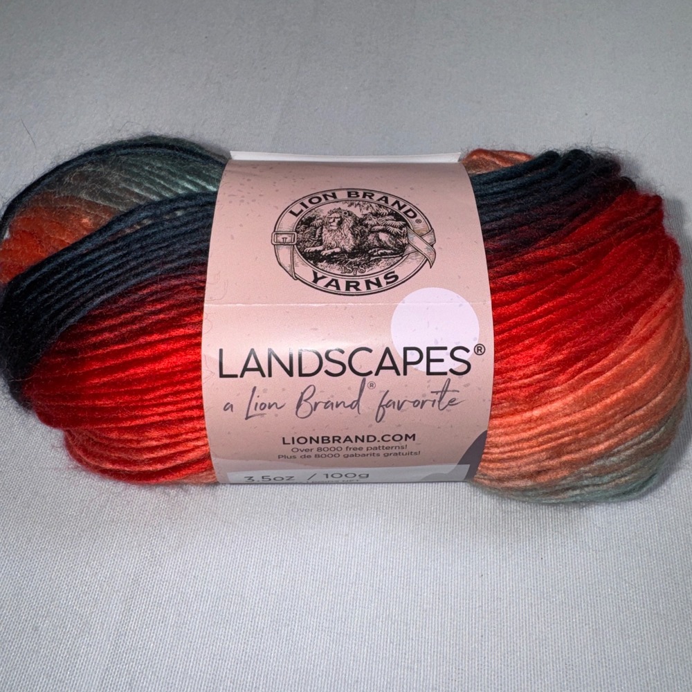 Lion Brand Landscapes Yarn Harvest Moon 217N Red Orange Acrylic Medium 4 147yd